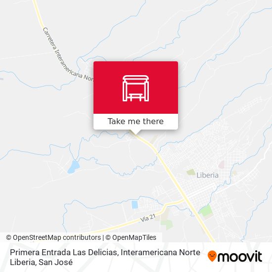 Primera Entrada Las Delicias, Interamericana Norte Liberia map