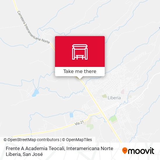 Frente A Academia Teocali, Interamericana Norte Liberia map