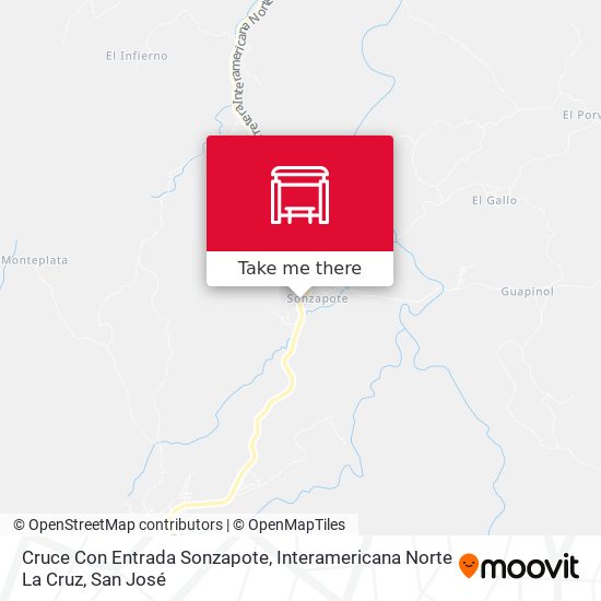 Cruce Con Entrada Sonzapote, Interamericana Norte La Cruz map