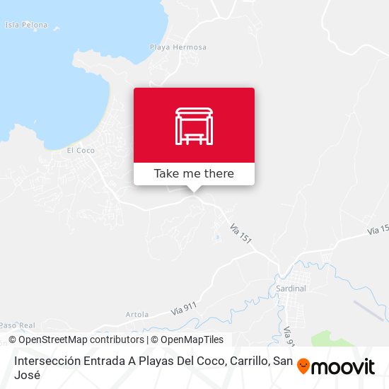 Intersección Entrada A Playas Del Coco, Carrillo map