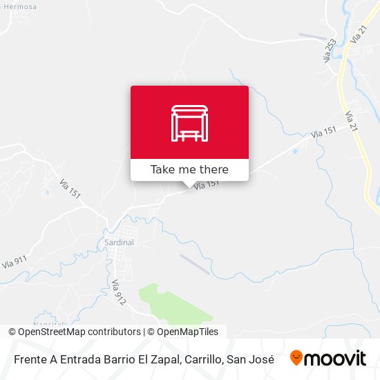 Mapa de Frente A Entrada Barrio El Zapal, Carrillo