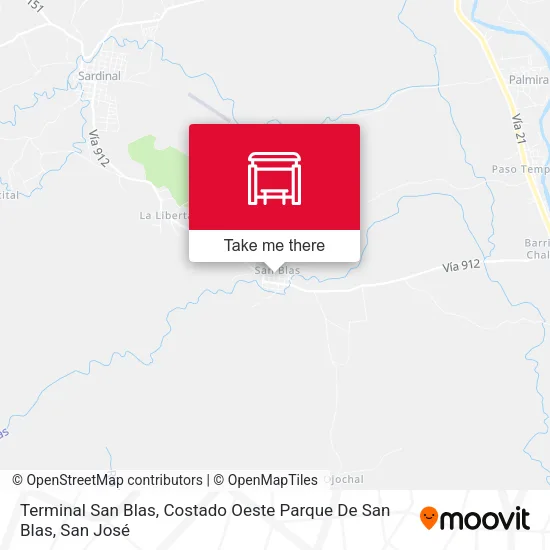 Terminal San Blas, Costado Oeste Parque De San Blas map