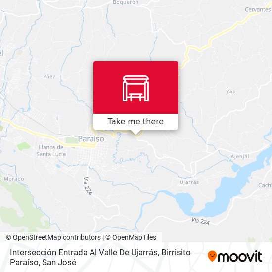 Mapa de Intersección Entrada Al Valle De Ujarrás, Birrisito Paraíso