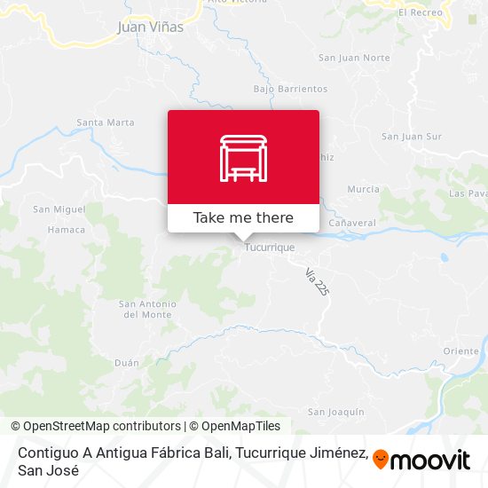 Contiguo A Antigua Fábrica Bali, Tucurrique Jiménez map