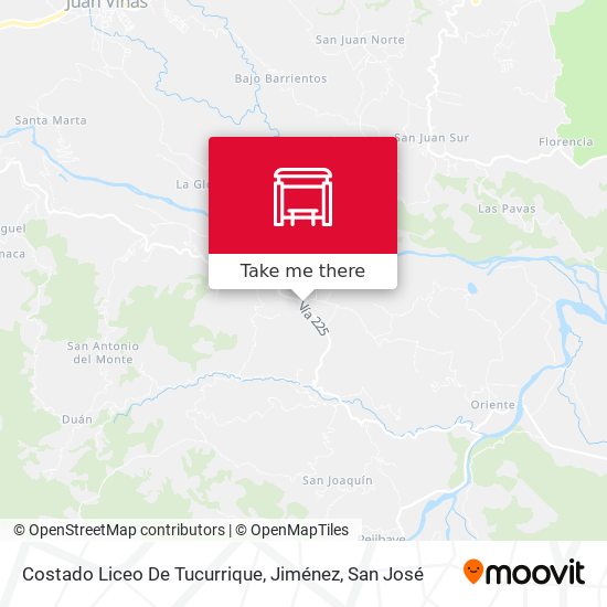 Costado Liceo De Tucurrique, Jiménez map