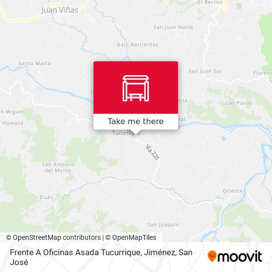 Mapa de Frente A Oficinas Asada Tucurrique, Jiménez