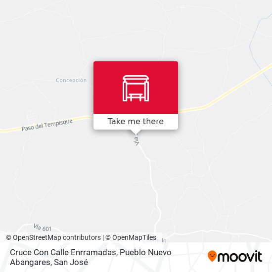 Cruce Con Calle Enrramadas, Pueblo Nuevo Abangares map