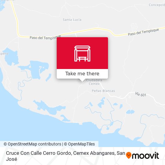 Cruce Con Calle Cerro Gordo, Cemex Abangares map