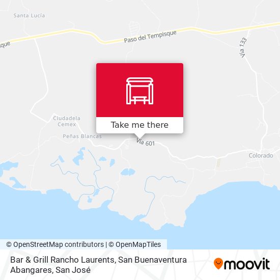 Mapa de Bar & Grill Rancho Laurents, San Buenaventura Abangares