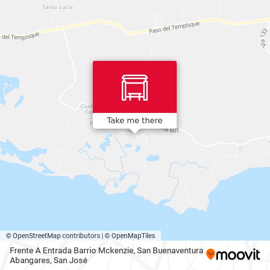 Mapa de Frente A Entrada Barrio Mckenzie, San Buenaventura Abangares