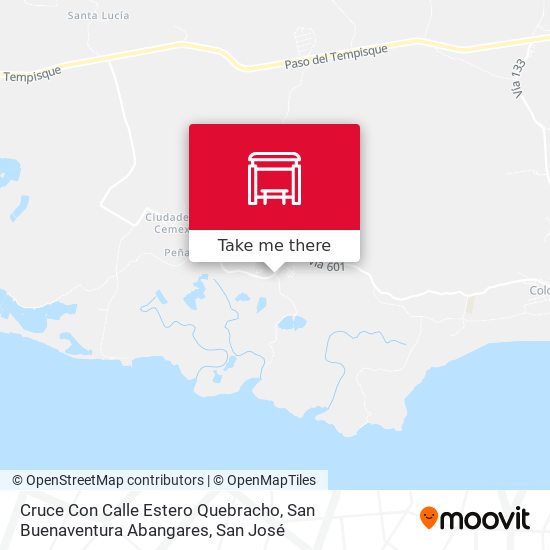 Cruce Con Calle Estero Quebracho, San Buenaventura Abangares map