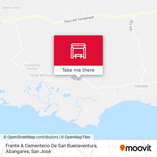 Mapa de Frente A Cementerio De San Buenaventura, Abangares
