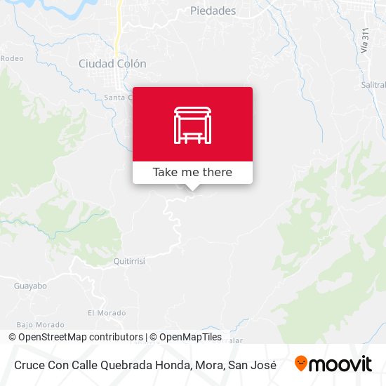 Mapa de Cruce Con Calle Quebrada Honda, Mora
