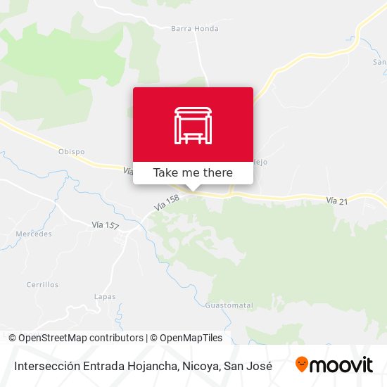 Intersección Entrada Hojancha, Nicoya map