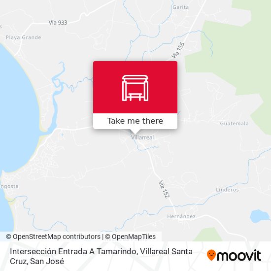Intersección Entrada A Tamarindo, Villareal Santa Cruz map