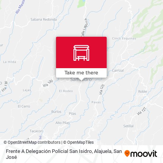 Frente A Delegación Policial San Isidro, Alajuela map