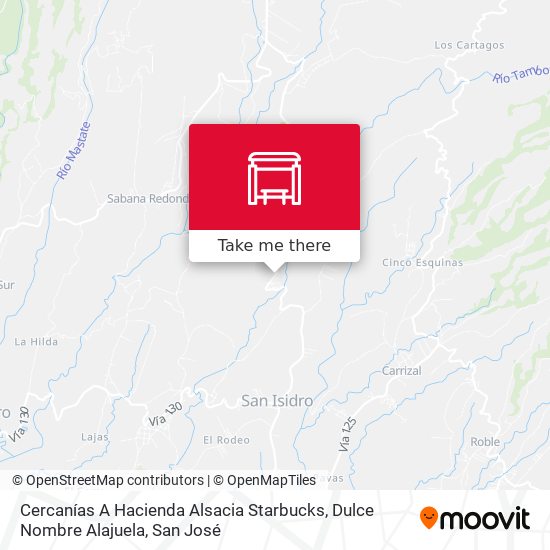 Mapa de Cercanías A Hacienda Alsacia Starbucks, Dulce Nombre Alajuela