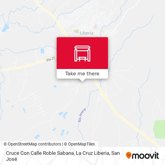 Mapa de Cruce Con Calle Roble Sabana, La Cruz Liberia
