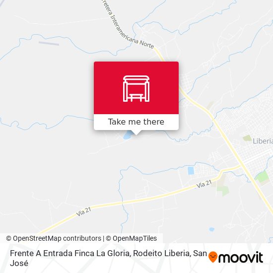 Frente A Entrada Finca La Gloria, Rodeito Liberia map