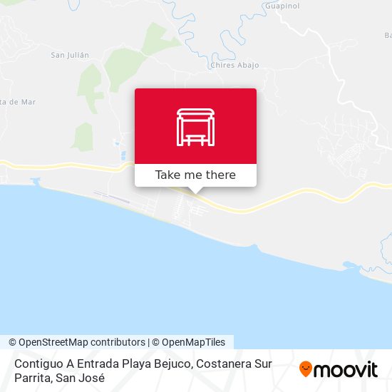 Mapa de Contiguo A Entrada Playa Bejuco, Costanera Sur Parrita