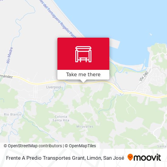 Mapa de Frente A Predio Transportes Grant, Limón