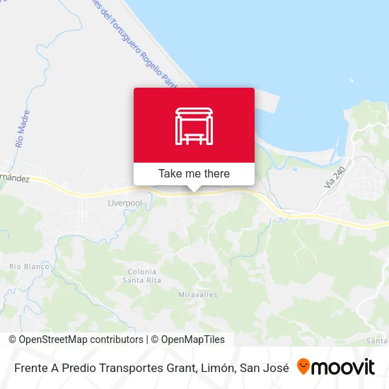 Mapa de Frente A Predio Transportes Grant, Limón