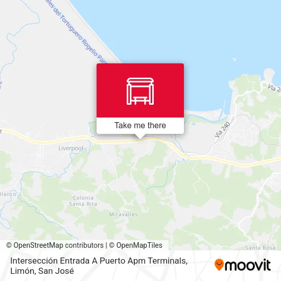 Mapa de Intersección Entrada A Puerto Apm Terminals, Limón