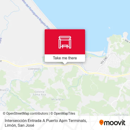 Mapa de Intersección Entrada A Puerto Apm Terminals, Limón