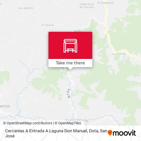 Mapa de Cercanías A Entrada A Laguna Don Manuel, Dota