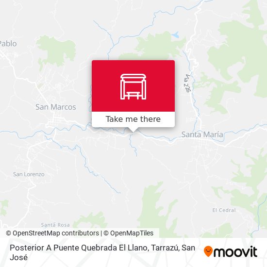 Mapa de Posterior A Puente Quebrada El Llano, Tarrazú