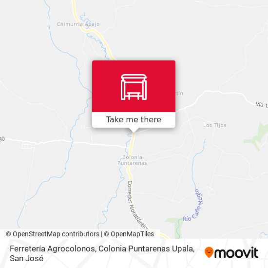 Mapa de Ferretería Agrocolonos, Colonia Puntarenas Upala