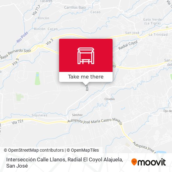 Intersección Calle Llanos, Radial El Coyol Alajuela map