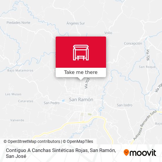 Mapa de Contiguo A Canchas Sintéticas Rojas, San Ramón