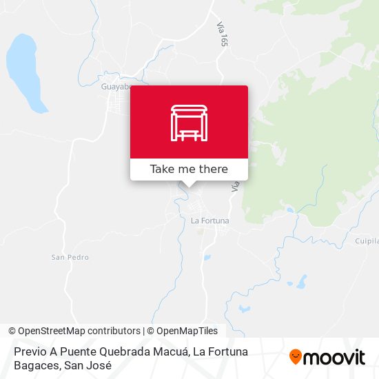 Previo A Puente Quebrada Macuá, La Fortuna Bagaces map