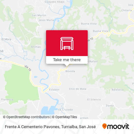 Mapa de Frente A Cementerio Pavones, Turrialba