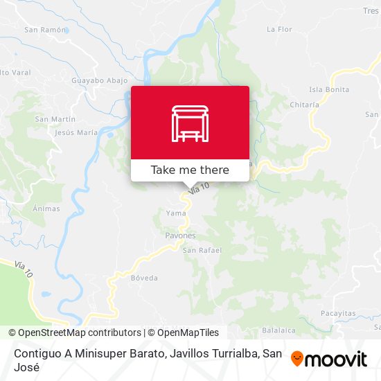 Mapa de Contiguo A Minisuper Barato, Javillos Turrialba