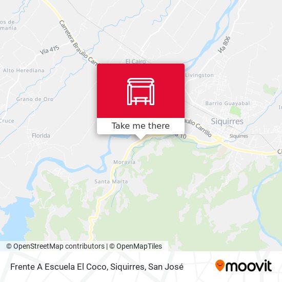 Mapa de Frente A Escuela El Coco, Siquirres