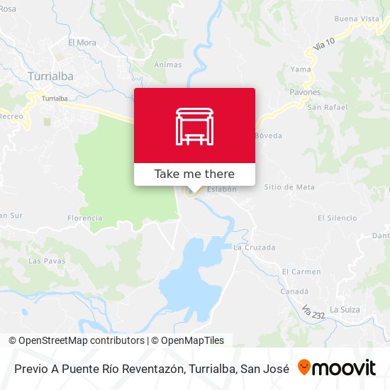 Previo A Puente Río Reventazón, Turrialba map