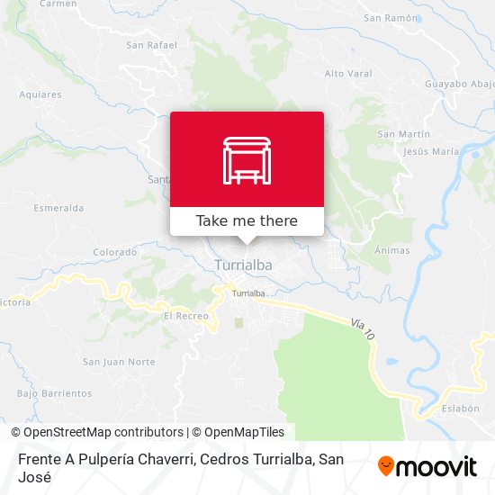 Frente A Pulpería Chaverri, Cedros Turrialba map