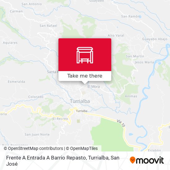 Frente A Entrada A Barrio Repasto, Turrialba map