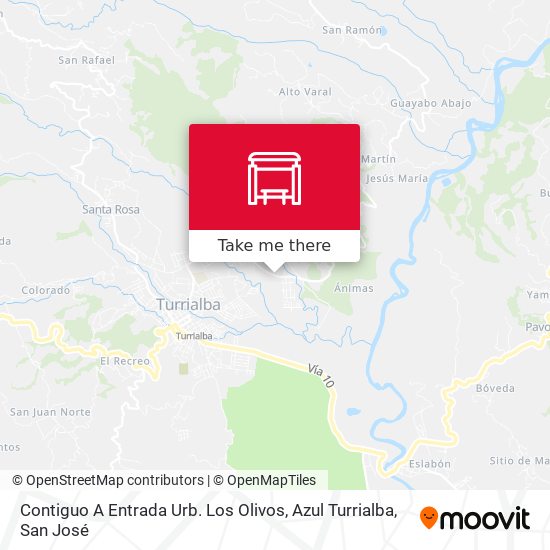 Contiguo A Entrada Urb. Los Olivos, Azul Turrialba map