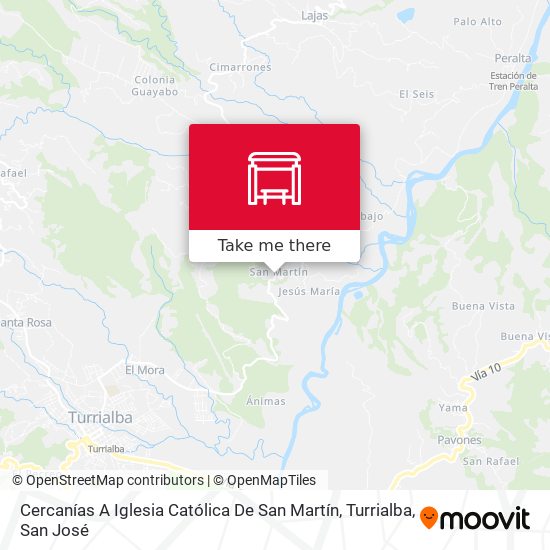 Mapa de Cercanías A Iglesia Católica De San Martín, Turrialba
