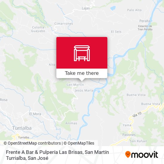 Frente A Bar & Pulpería Las Brisas, San Martín Turrialba map
