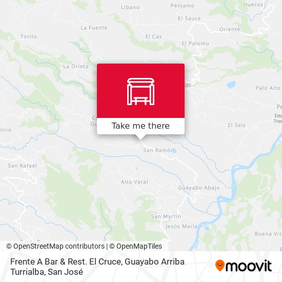 Frente A Bar & Rest. El Cruce, Guayabo Arriba Turrialba map