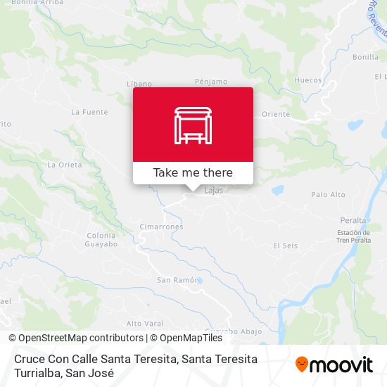 Cruce Con Calle Santa Teresita, Santa Teresita Turrialba map