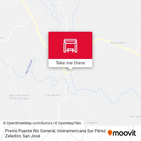 Mapa de Previo Puente Río General, Interamericana Sur Pérez Zeledón