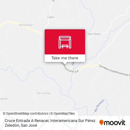 Mapa de Cruce Entrada A Renacer, Interamericana Sur Pérez Zeledón