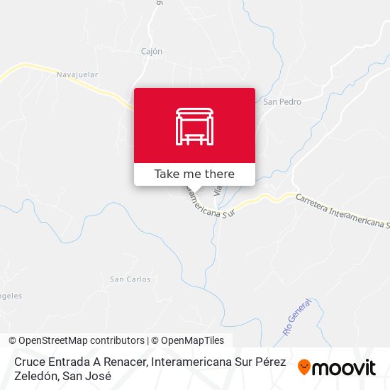 Mapa de Cruce Entrada A Renacer, Interamericana Sur Pérez Zeledón