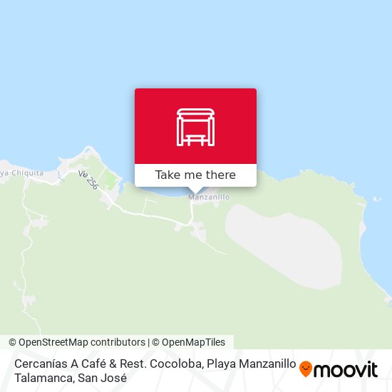 Mapa de Cercanías A Café & Rest. Cocoloba, Playa Manzanillo Talamanca