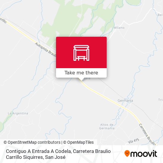 Contiguo A Entrada A Codela, Carretera Braulio Carrillo Siquirres map